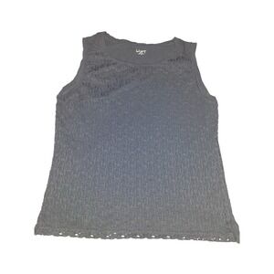 LOFT Outlet Womens Small Black Sleeveless Lace Overlay Knit Back Tank Top